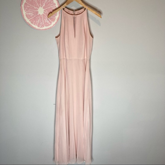 After Six blush pink high neck keyhole bridesmaid dress style 1502 size 6 - Picture 1 of 10